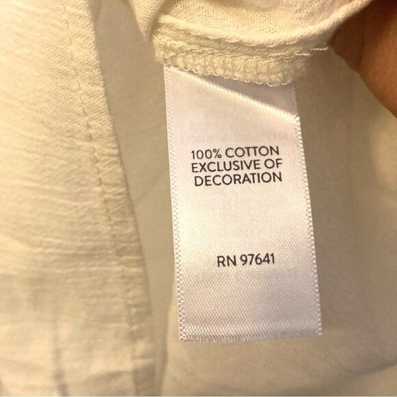 J. Jill 100% Cotton White Boho Embroidered 3/4 Sleeve Tunic Top Size 2X - Picture 9 of 9